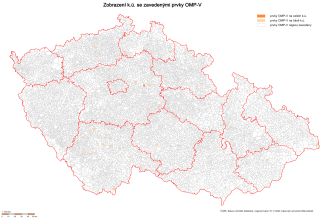 Zobrazení katastrálního území se zavedenými prvky OMP-V